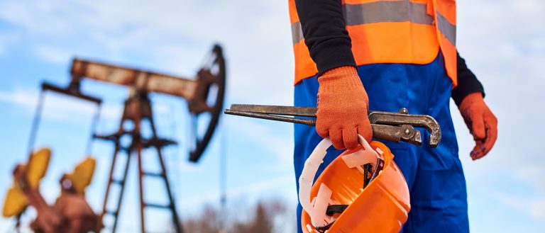 Oil worker in rig field