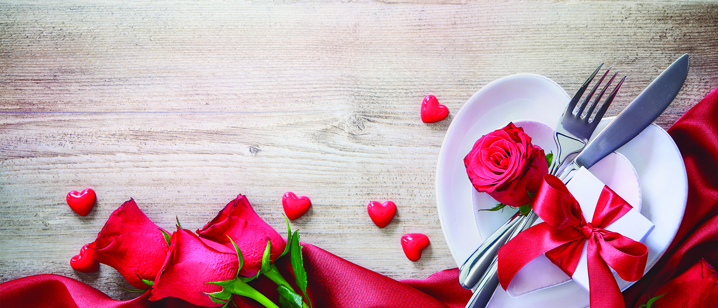 Valentine table setting with roses