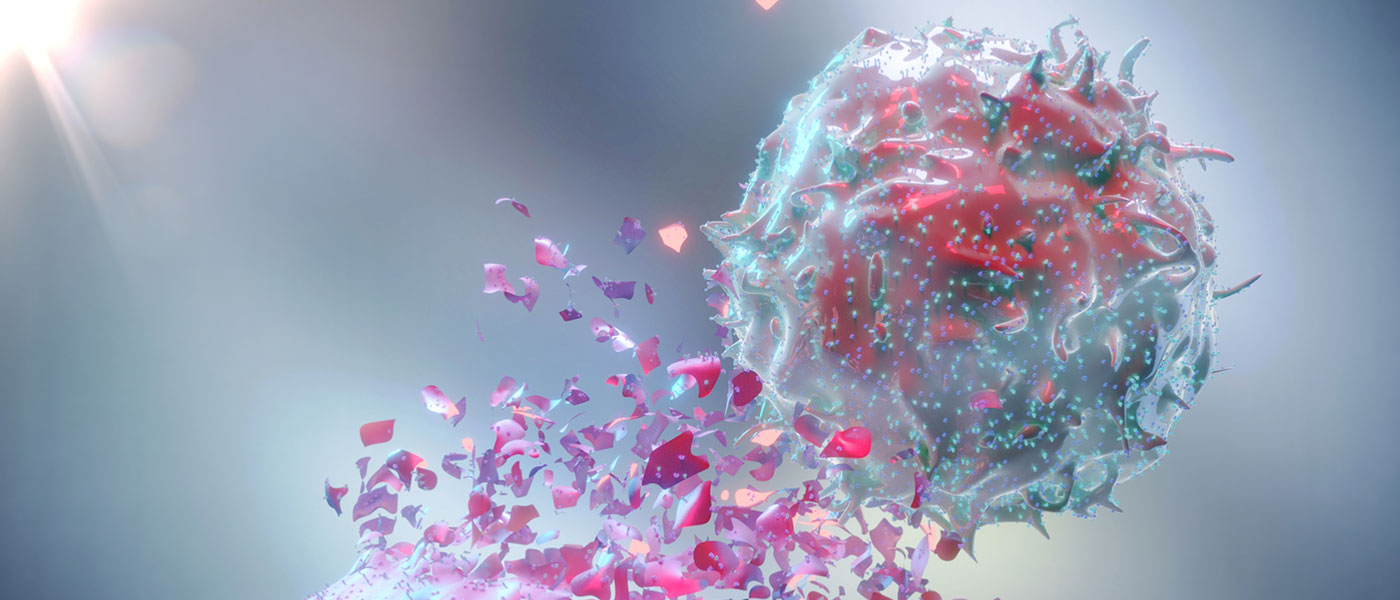 Photo illustration showing how immunotherapy can fight cancer cells