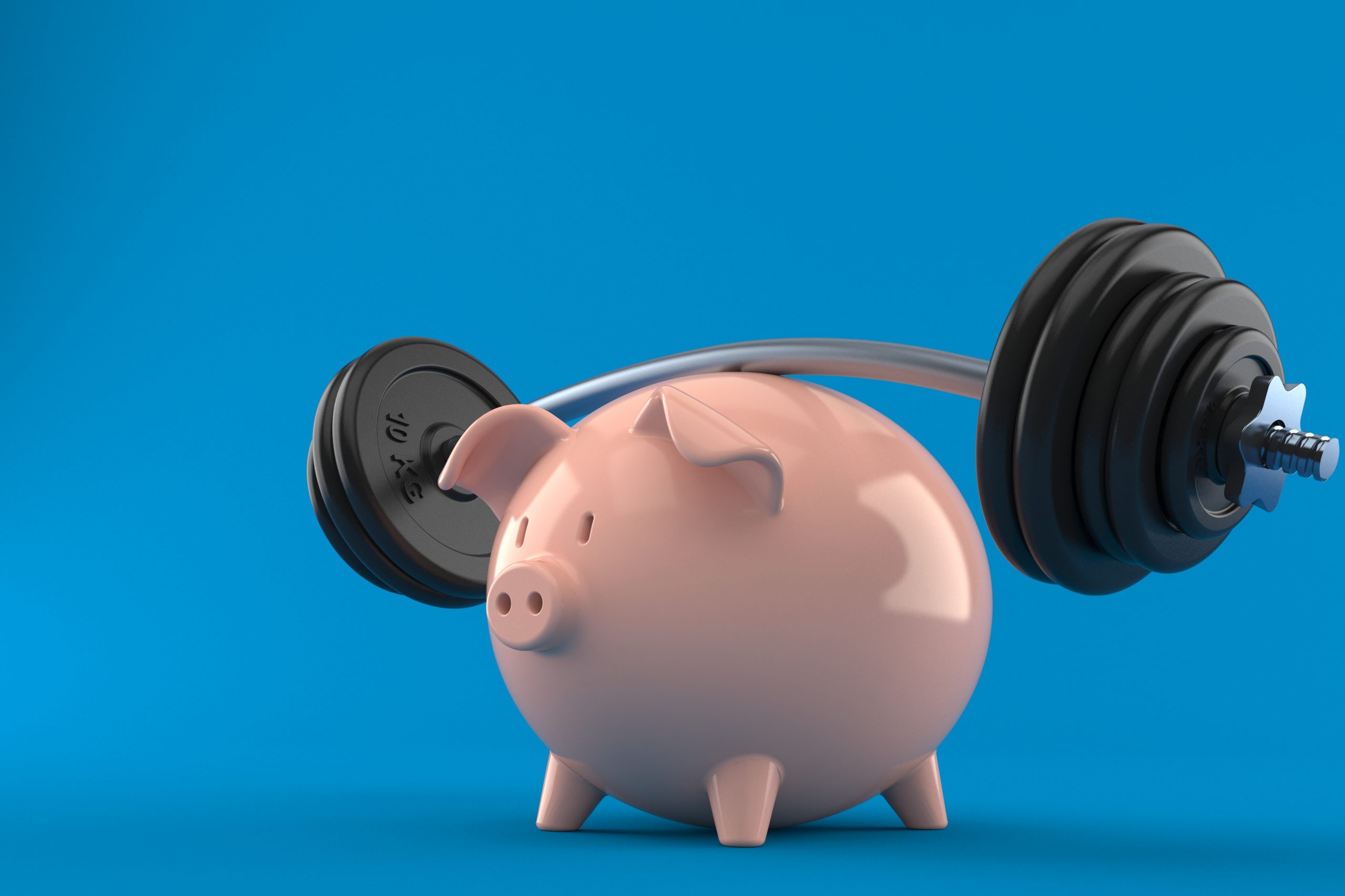 Piggy bank with barbell