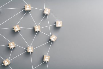 Photo showing the concept of connectedness with a web of blocks connected by lines