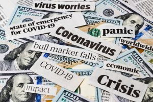 Coronavirus Covid 19 News Headlines On United States Of America 100 Dollar Bills Concept Of Financial Impact Stock Market Decline And Crash Due To Worldwide Pandemic The Daily
