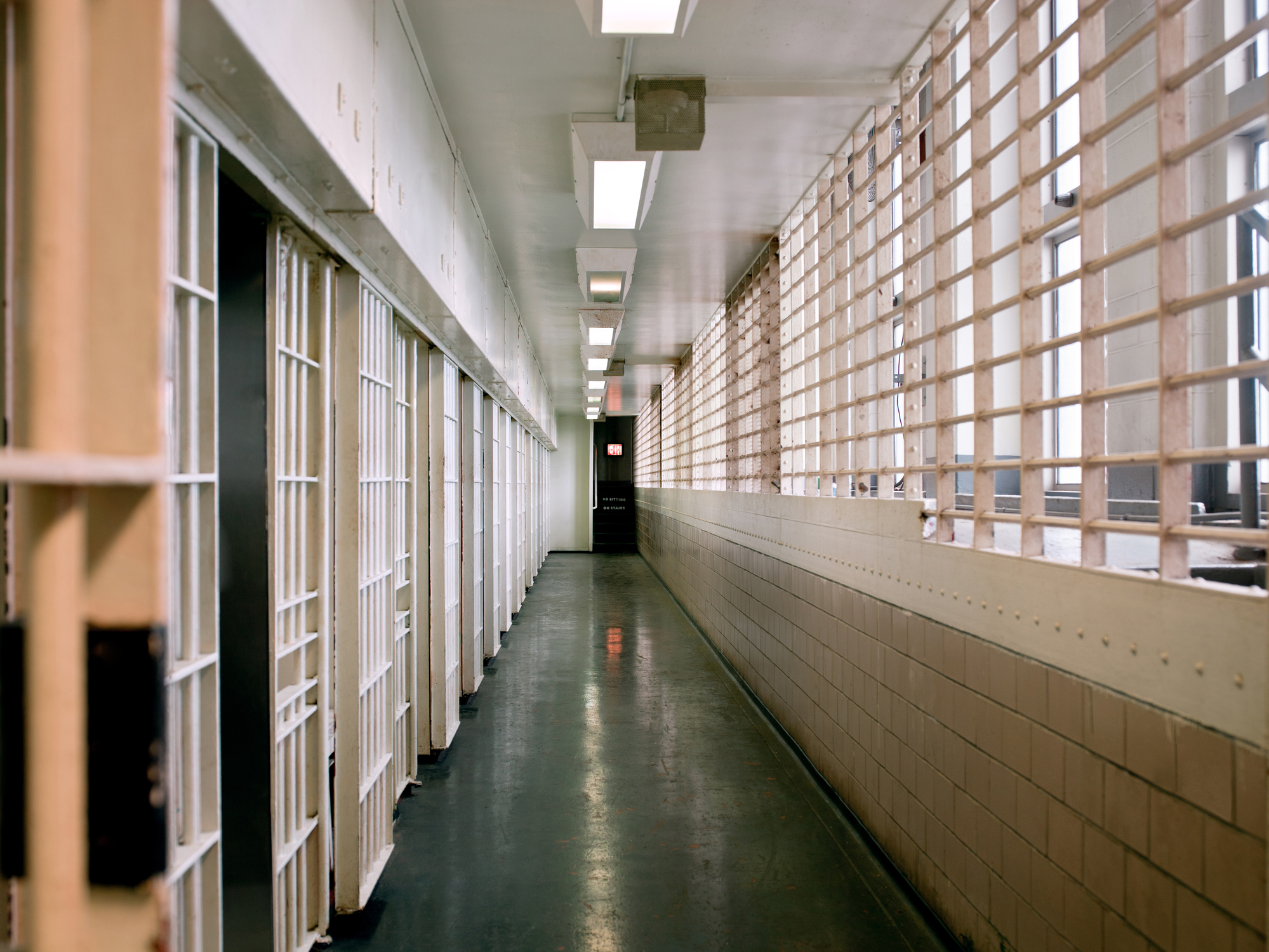 View of empty corridor in prison