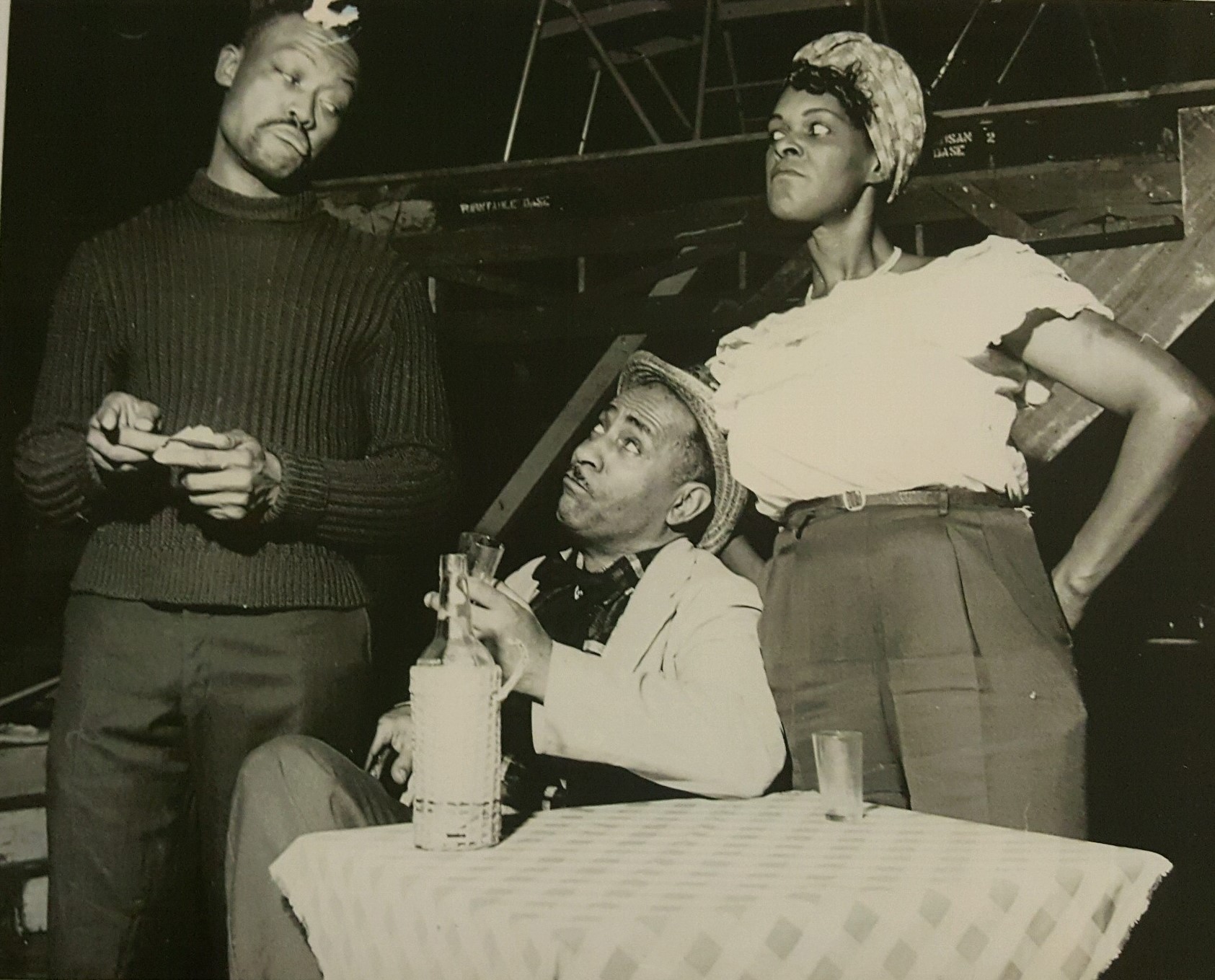 Historic photo of Karamu House production with Minnie Gentry, Calvin Thomas and George Gould