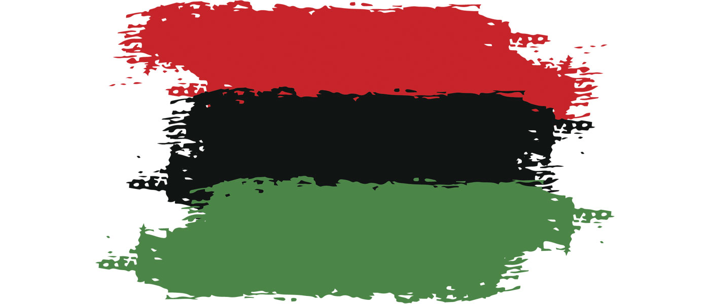 painted stripes in red, black and green rows to recognize Juneteenth