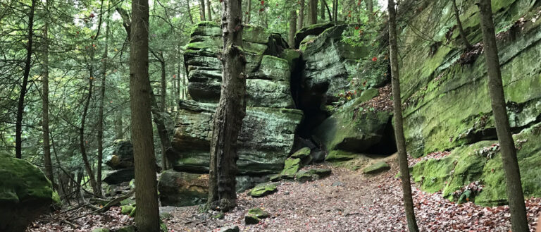 Photo of rocky ledges in the Cuyahoga Valley National Park