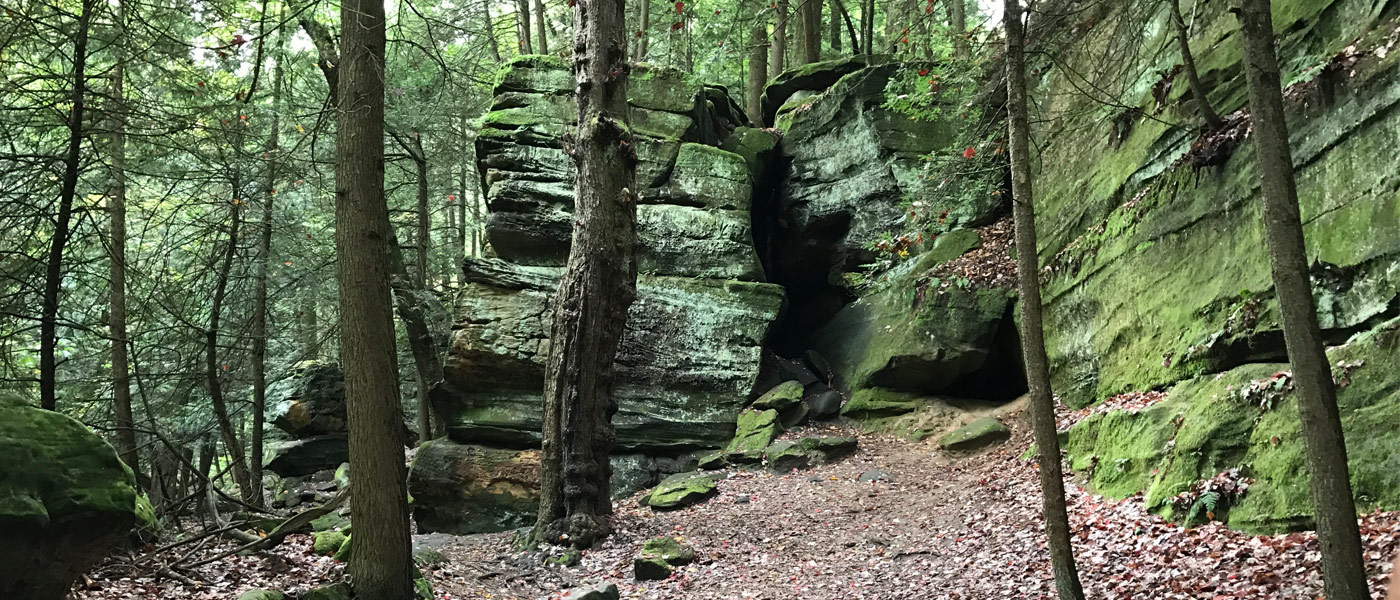 Photo of rocky ledges in the Cuyahoga Valley National Park