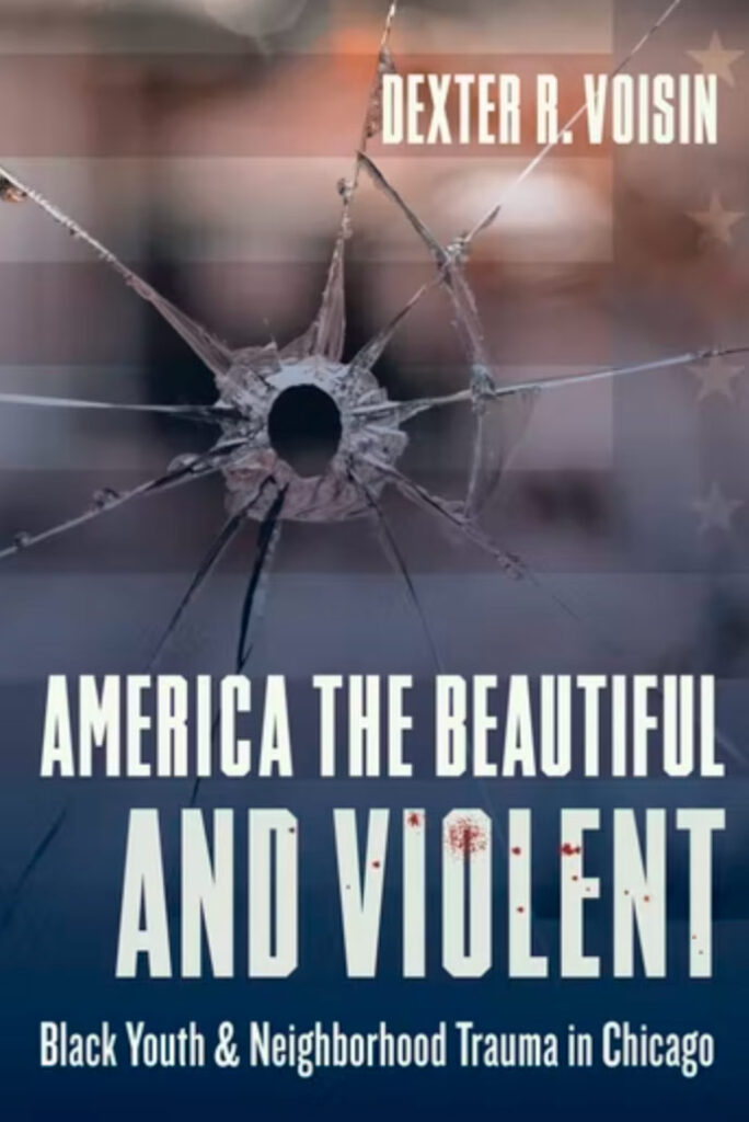 Cover of America the Beautiful and Violent featuring an image of a bullet hole in glass