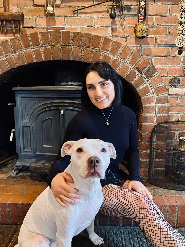 Photo of Olivia Dhaliwal with her dog