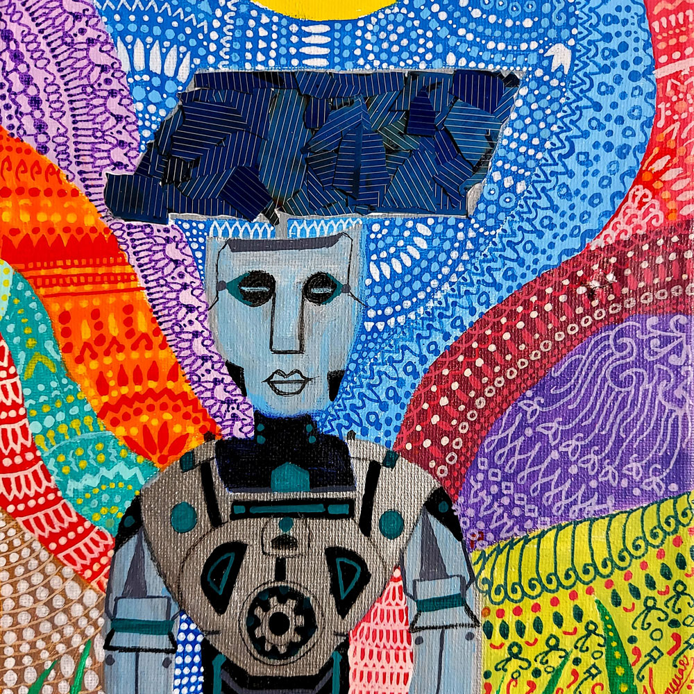 Photo of Semeera Nalin Venkat's colorful Robot Humanoid artwork