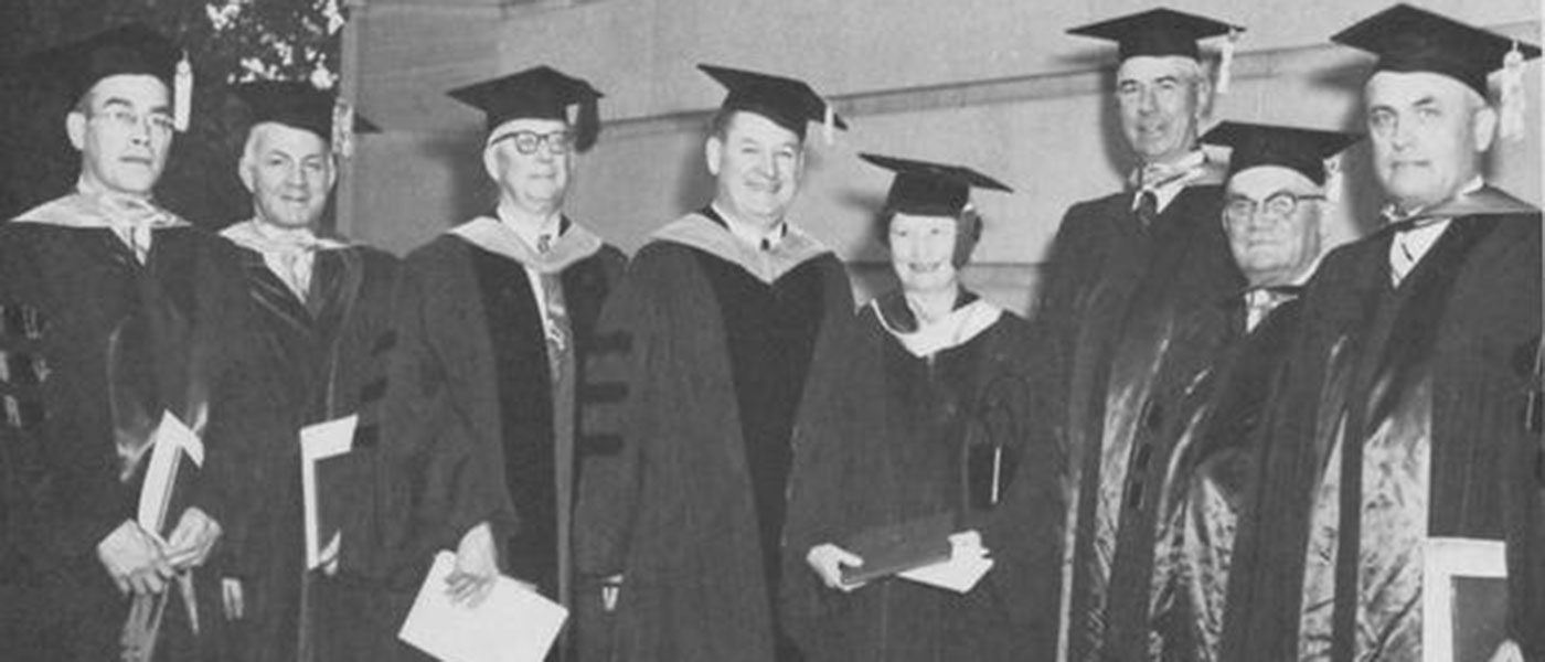 A group of honorary degree recipients from Case Institute of Technology in 1955.