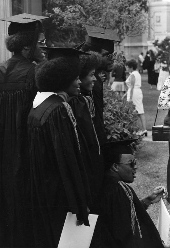 A group of graduates at commencement in 1974.