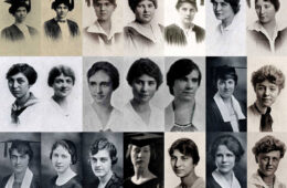 Photo of vintage headshots of women in CWRU's history
