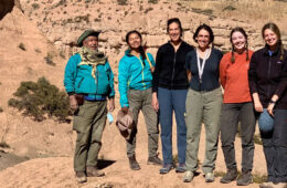 A group of researchers poses for a photo while conducting fieldwork in Bolivia