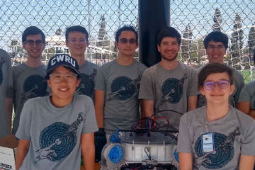 Photo of a group of Case Western Reserve University students at a robotics competition