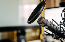 Photo of a microphone and recording gear