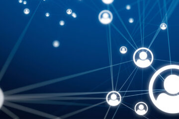 Photo illustration showing interconnected people icons