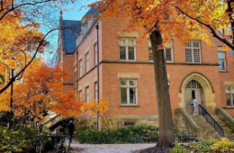 CWRU campus in the fall with trees changing colors