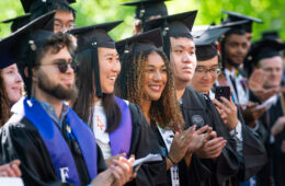 Photo of CWRU graduates lined up during commencement 2022