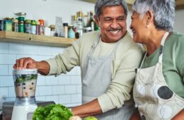 Shot of a senior couple preparing a healthy smoothie in the kitchen at home