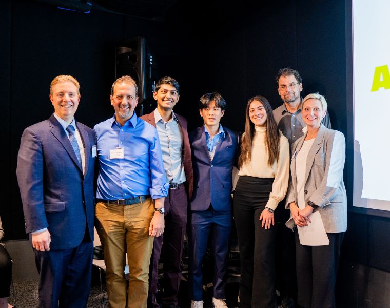 Participants of 2023 Morgenthaler-Pavey Startup Competition smiling, captured by Character Studies Photography.