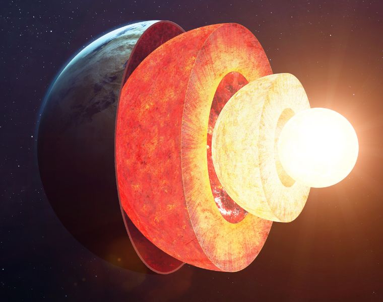 3D Illustration of the Earth's core. Elements of this image furnished by NASA