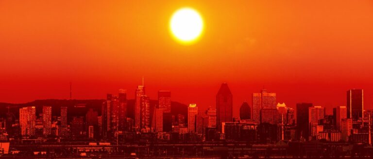 Conceptual image of a city hit by extreme heatwave