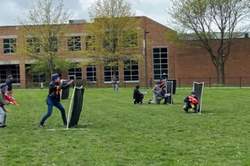 Members of the CWRU community play during Nerf Games
