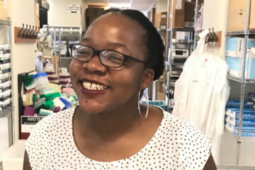 Photo of Olubukola Abiona in the lab