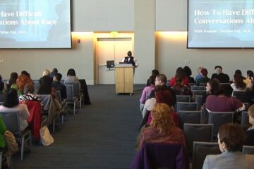 Image of Vice President Robert Solomon presenting at a Power of Diversity lecture