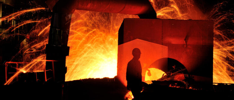 Photo of a giant steel blast furnace