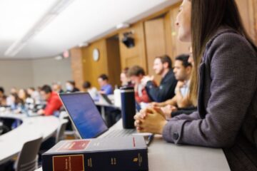 Photo of a law student in a class captured by FJ Gaylor.
