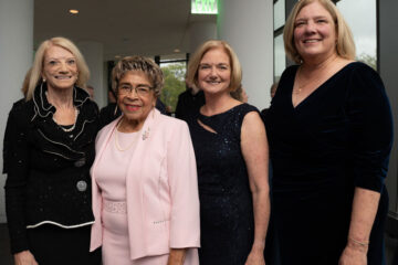 Photo of the former deans of the Frances Payne Bolton School of Nursing, from left, Joyce Fitzpatrick, May Wykle, Mary Kerr and current dean, Carol Musil