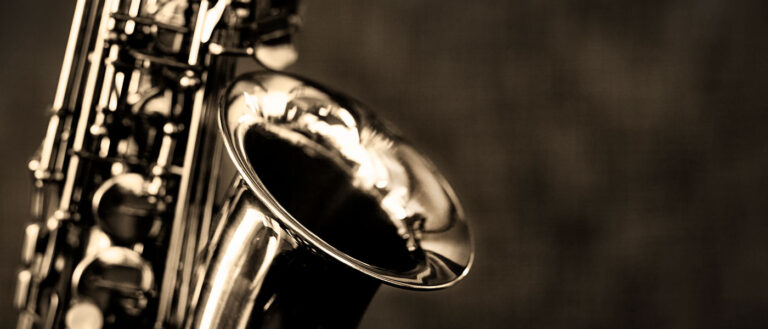Close-up photo of an alto saxophone