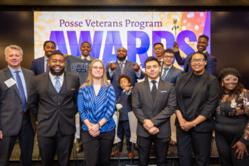 Photo of the Posse Scholar veterans posing for a photo during an award ceremony