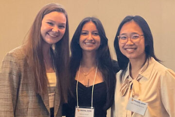 Democracy Fellows Phuong Nguyen, Sabrina Wicker and Hannah Jackson at the Propel Ohio conference