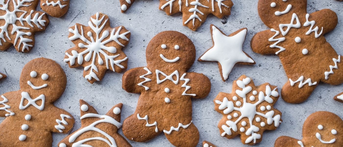 Closeup photo of gingerbread cookies. Courtesy of Getty Images.