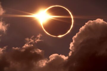 Photo of the moon covering the sun during a total solar eclipse. Courtesy of Getty Images
