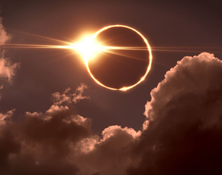 Photo of the moon covering the sun during a total solar eclipse. Courtesy of Getty Images