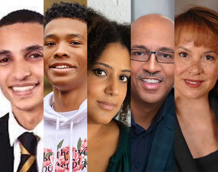 Photo collage of images of Jad Kamhawi Oglesby, Jasiah Harris, Noël Mellick Voltz, Melvin Smith and Jakki Nance