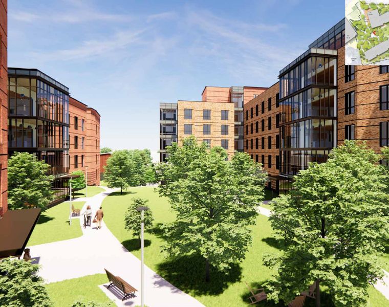 Photo rendering of the two new buildings in South Residential Village