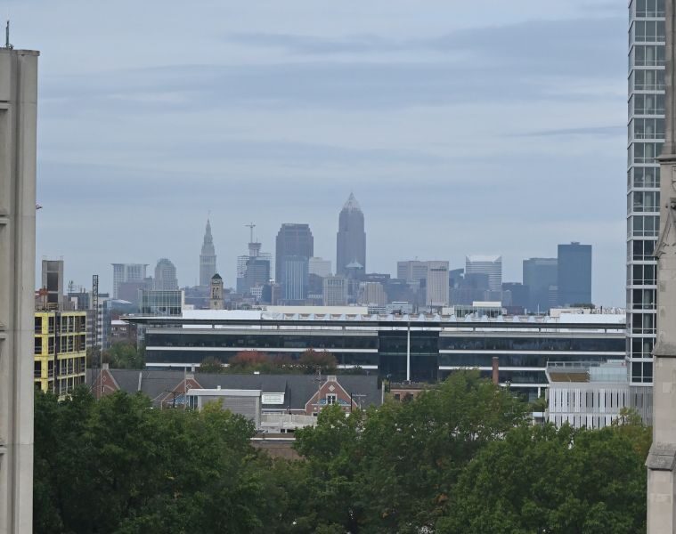 View of downtown Cleveland from the CWRU campus, courtesy of social media ambassador Tyler Ahten.