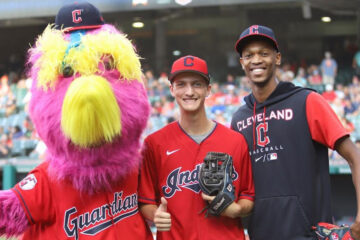 Photo of Robert Boyce with Slide and a Cleveland Guardians player