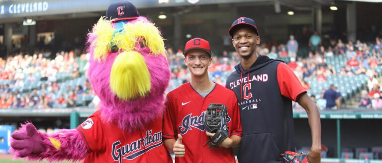 Photo of Robert Boyce with Slide and a Cleveland Guardians player