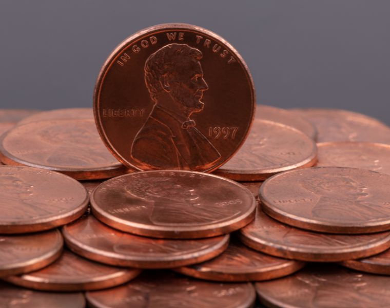 Close up of pennies. Courtesy of Getty Images.