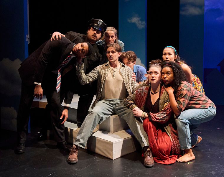 CWRU MFA students perform on stage in a production.