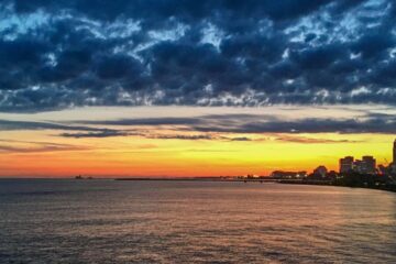 Photo of a sunrise over Cleveland. Courtesy of Getty Images.