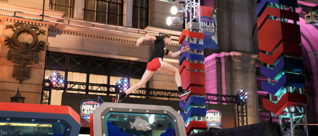 Photo of Karen Potts competing on "American Ninja Warrior"