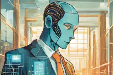 Illustration of artificial intelligence businessman