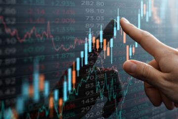 Candlestick chart and data of financial market. Courtesy of Getty Images.